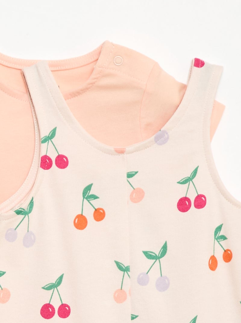 Conjunto de 2 piezas Camiseta + Mono corto Rosa - Kiabi