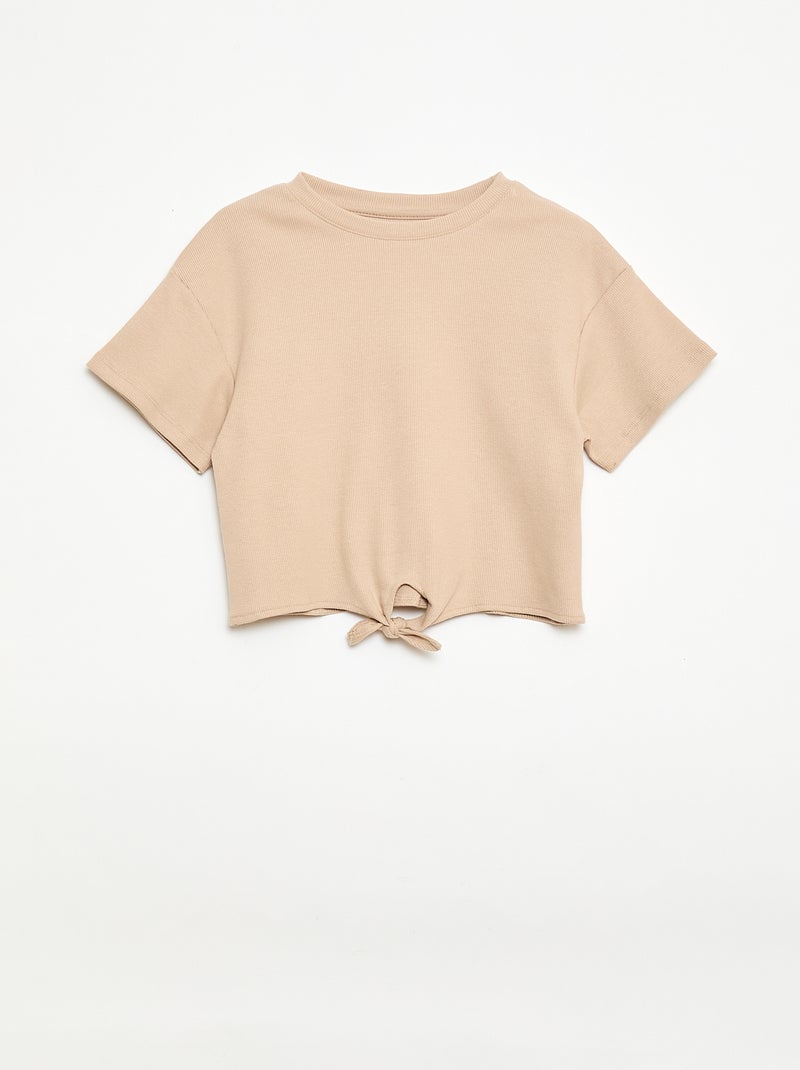 Conjunto de 2 piezas: camiseta + pantalón acampanado Beige - Kiabi