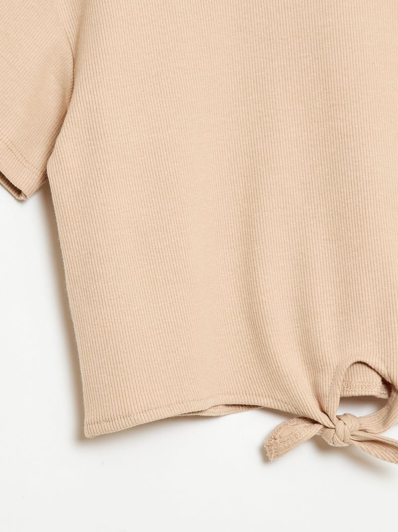Conjunto de 2 piezas: camiseta + pantalón acampanado Beige - Kiabi