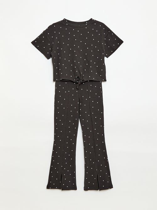 Conjunto de 2 piezas: Camiseta + pantalón acampanado - Kiabi Conjunto de 2 piezas: Camiseta + pantalón acampanado - Kiabi