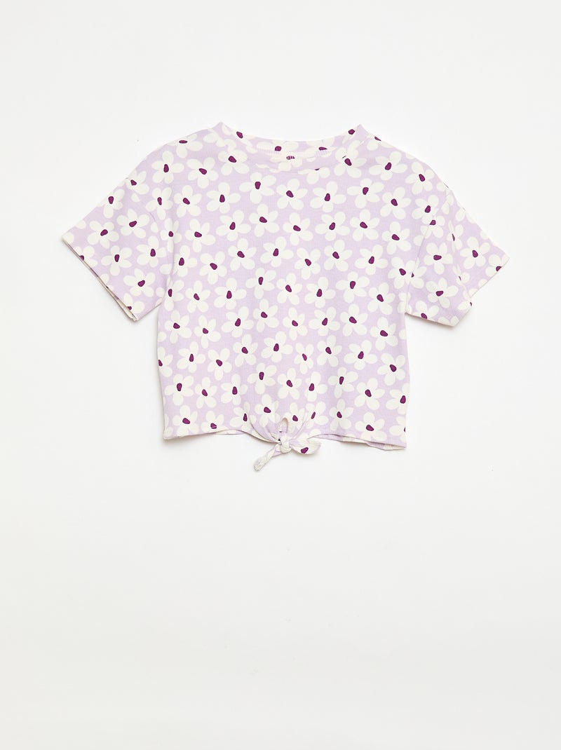Conjunto de 2 piezas: camiseta + pantalón de corte acampanado Lila - Kiabi