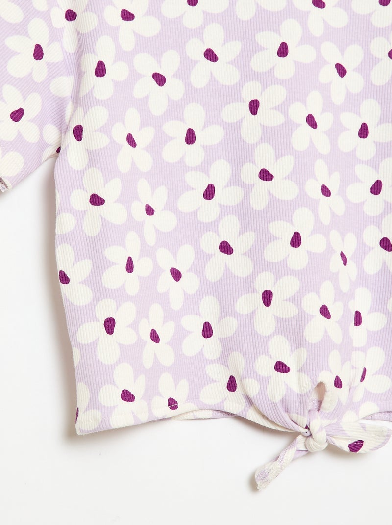 Conjunto de 2 piezas: camiseta + pantalón de corte acampanado Lila - Kiabi