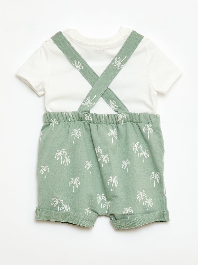 Conjunto de 2 piezas Camiseta + Peto corto Verde - Kiabi