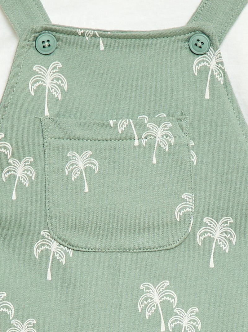 Conjunto de 2 piezas Camiseta + Peto corto Verde - Kiabi