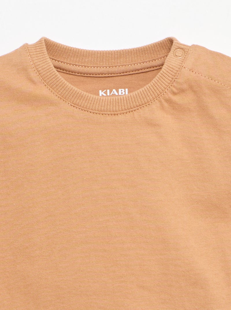 Conjunto de 2 piezas camiseta + peto Marron - Kiabi