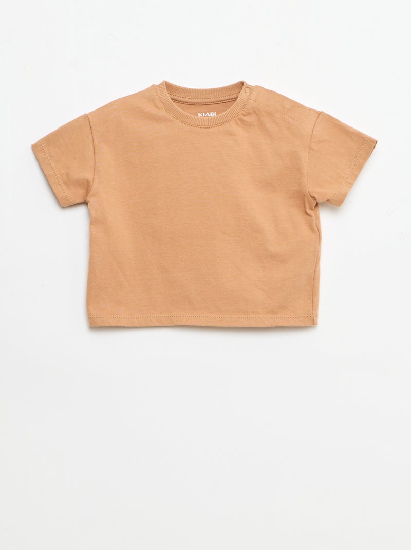 Conjunto de 2 piezas camiseta + peto Marron - Kiabi