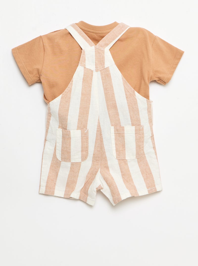 Conjunto de 2 piezas camiseta + peto Marron - Kiabi
