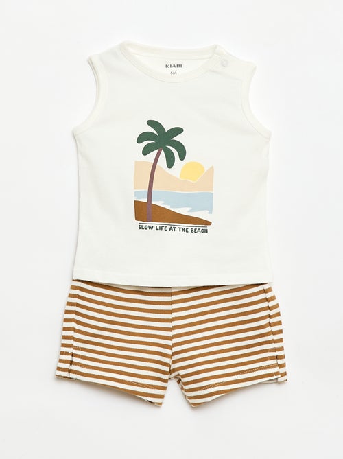 Conjunto de 2 piezas camiseta sin mangas + pantalón corto - Kiabi