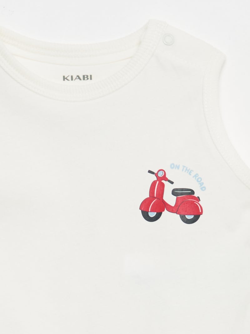 Conjunto de 2 piezas camiseta sin mangas + pantalón corto Blanco - Kiabi