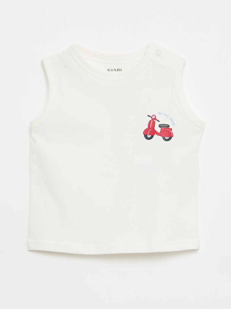 Conjunto de 2 piezas camiseta sin mangas + pantalón corto Blanco - Kiabi