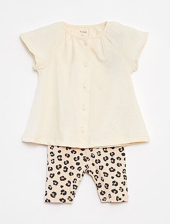 Conjunto de 2 piezas con camiseta + legging estampado