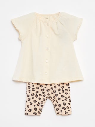 Conjunto de 2 piezas con camiseta + legging estampado