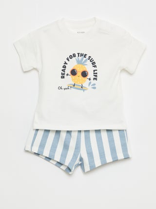 Conjunto de 2 piezas de algodón Camiseta + pantalón corto