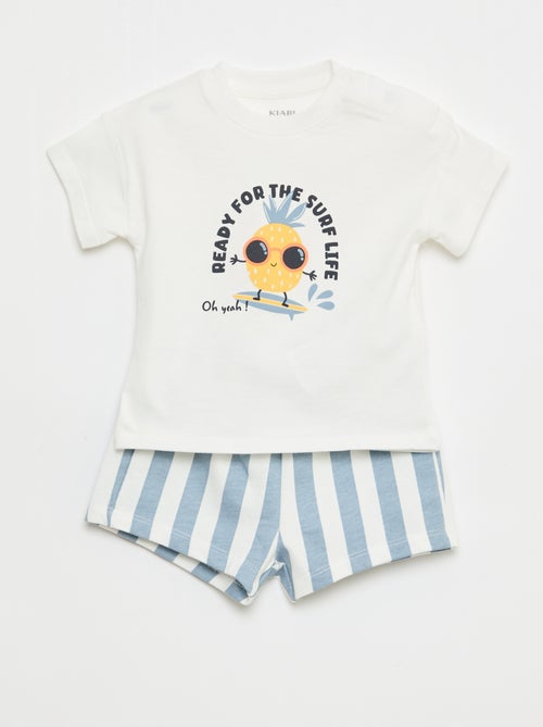 Conjunto de 2 piezas de algodón Camiseta + pantalón corto - Kiabi