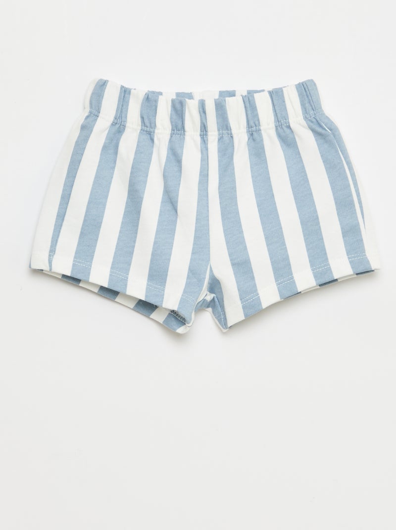 Conjunto de 2 piezas de algodón Camiseta + pantalón corto Blanco - Kiabi