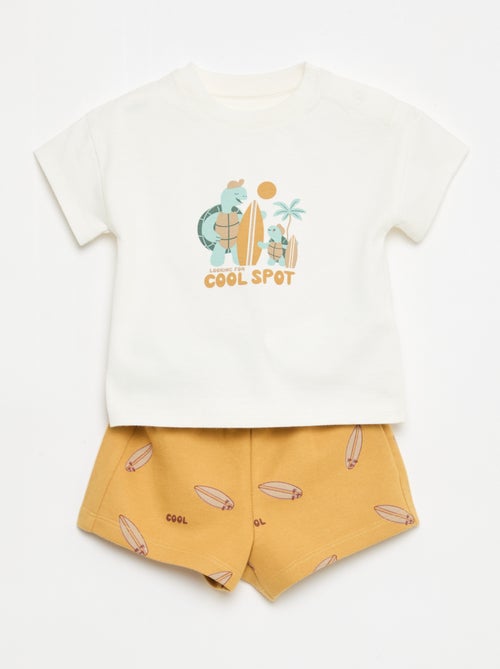 Conjunto de 2 piezas de algodón Camiseta + pantalón corto - Kiabi