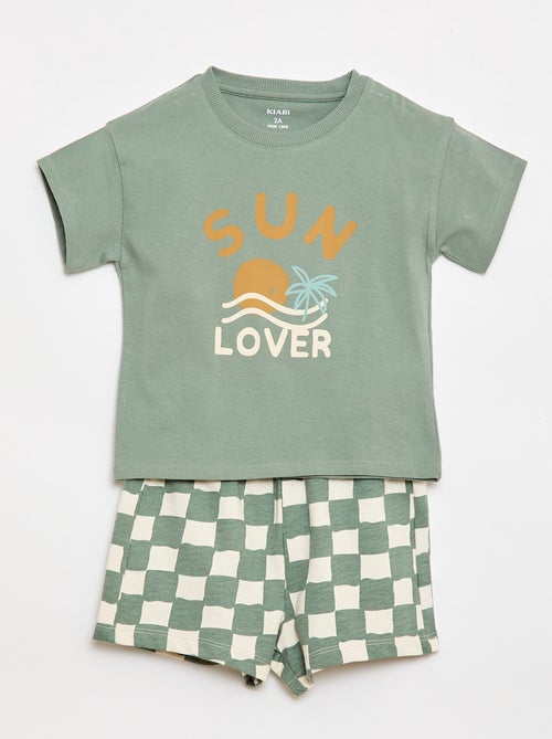 Conjunto de 2 piezas de algodón Camiseta + pantalón corto - Kiabi