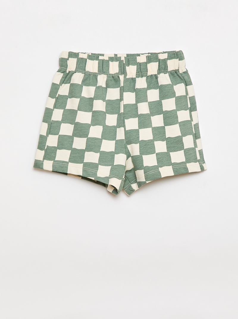 Conjunto de 2 piezas de algodón Camiseta + pantalón corto Verde - Kiabi