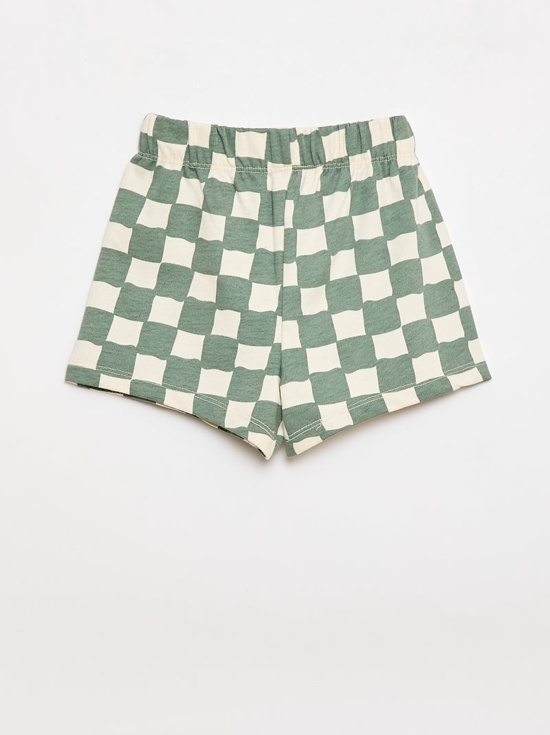 Conjunto de 2 piezas de algodón Camiseta + pantalón corto Verde - Kiabi