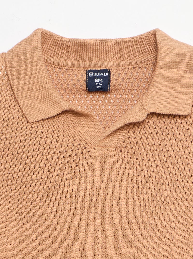 Conjunto de 2 piezas de punto - Camiseta polo + Pantalón corto Marron - Kiabi
