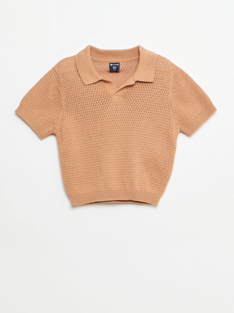 Conjunto de 2 piezas de punto - Camiseta polo + Pantalón corto Marron - Kiabi