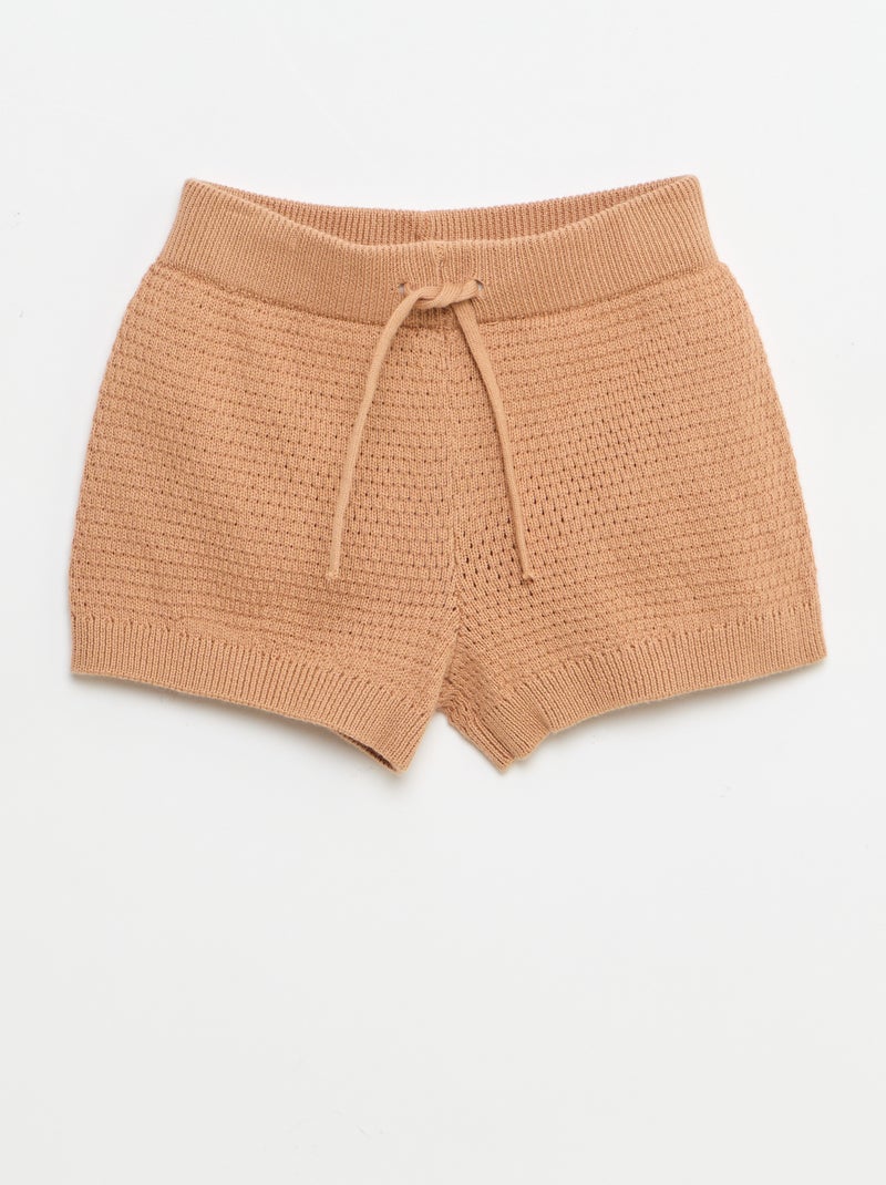Conjunto de 2 piezas de punto - Camiseta polo + Pantalón corto Marron - Kiabi