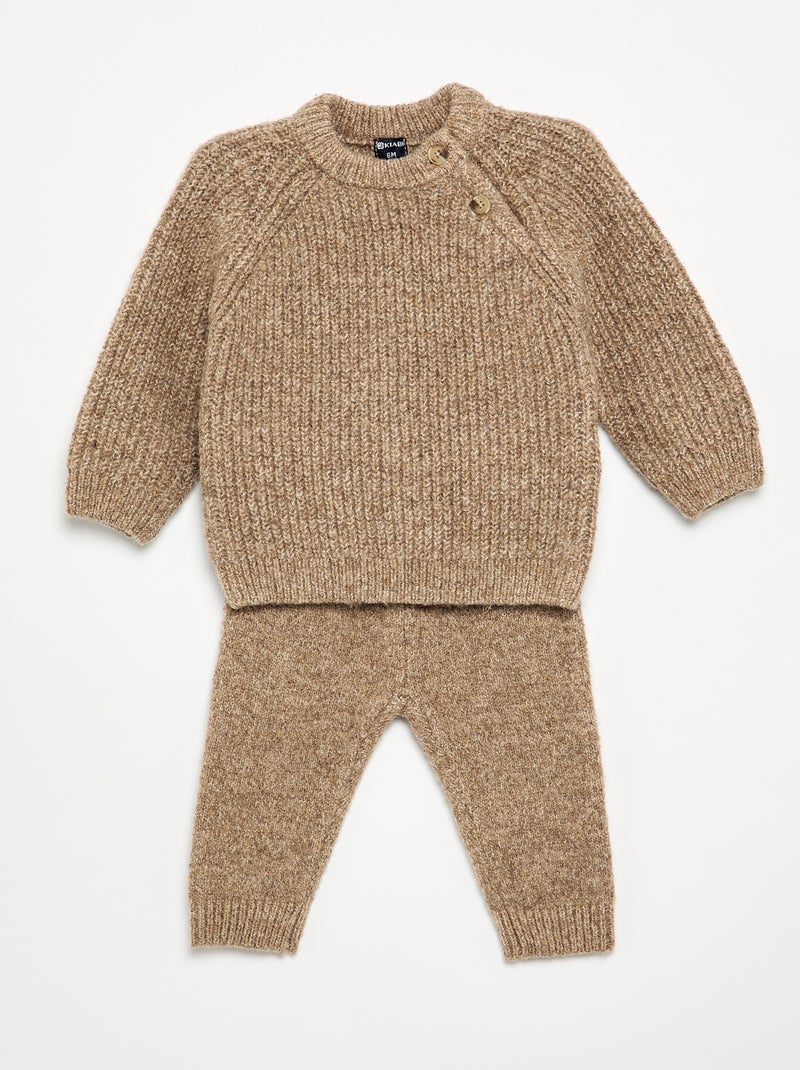 Conjunto de 2 piezas de punto - jersey + legging Beige - Kiabi