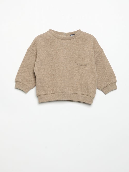 Conjunto de 2 piezas de punto acanalado - Sudadera + pantalón - Kiabi Conjunto de 2 piezas de punto acanalado - Sudadera + pantalón - Kiabi