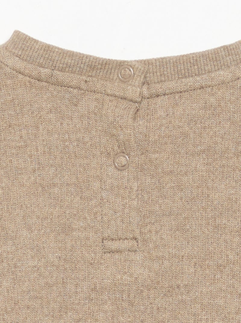 Conjunto de 2 piezas de punto acanalado - Sudadera + pantalón Beige - Kiabi