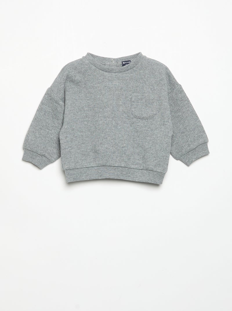 Conjunto de 2 piezas de punto acanalado - Sudadera + pantalón Gris - Kiabi