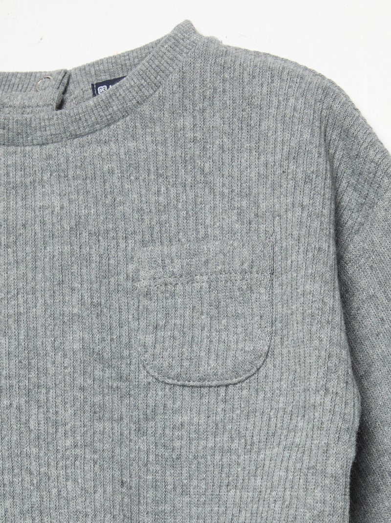 Conjunto de 2 piezas de punto acanalado - Sudadera + pantalón Gris - Kiabi