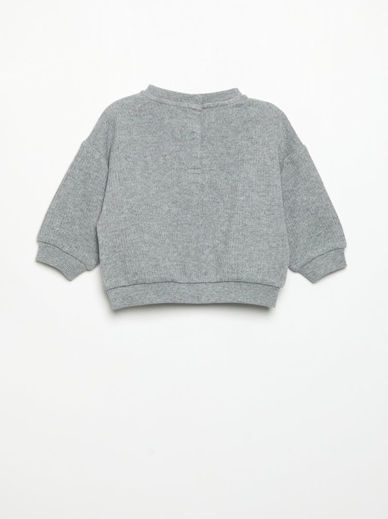 Conjunto de 2 piezas de punto acanalado - Sudadera + pantalón Gris - Kiabi