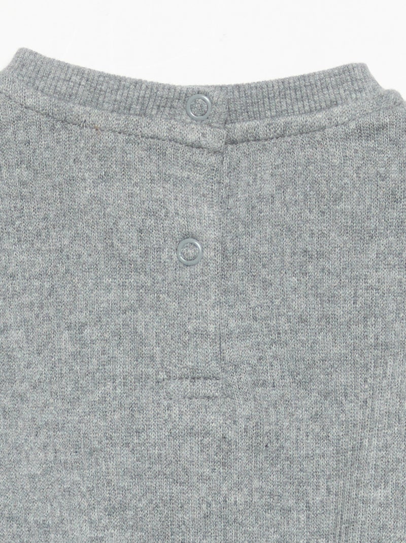 Conjunto de 2 piezas de punto acanalado - Sudadera + pantalón Gris - Kiabi