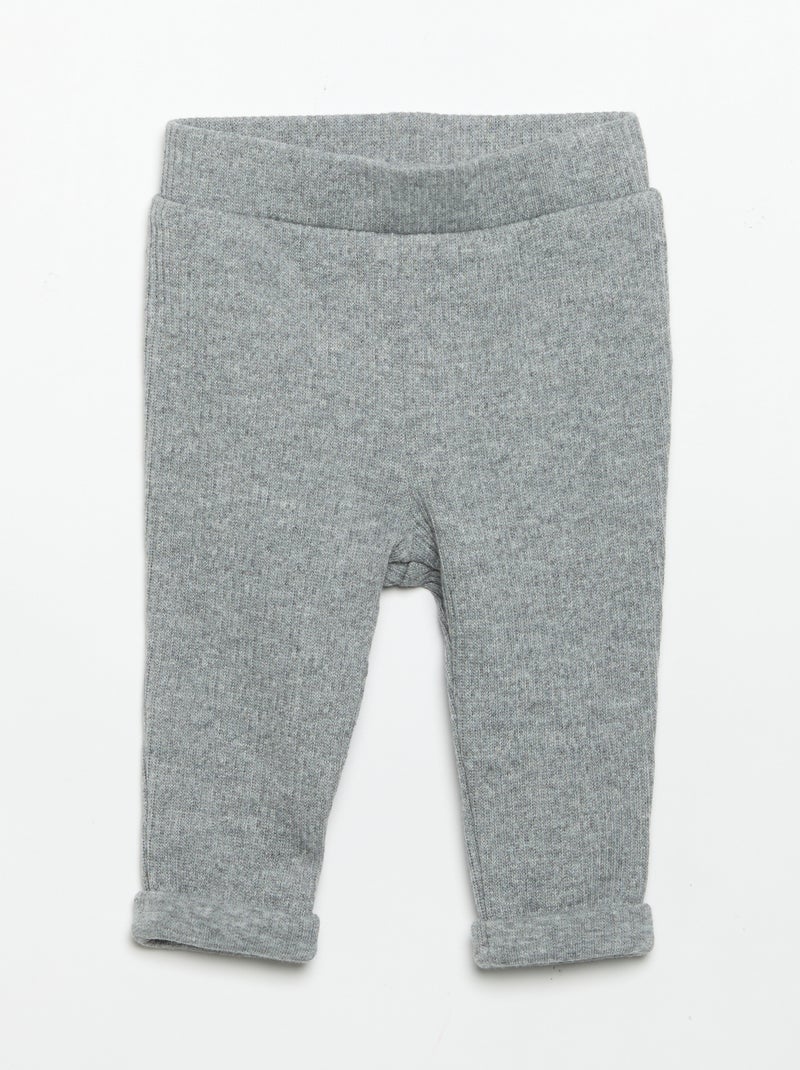 Conjunto de 2 piezas de punto acanalado - Sudadera + pantalón Gris - Kiabi
