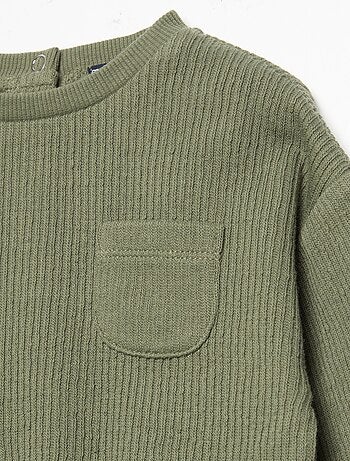 Conjunto de 2 piezas de punto acanalado - Sudadera + pantalón