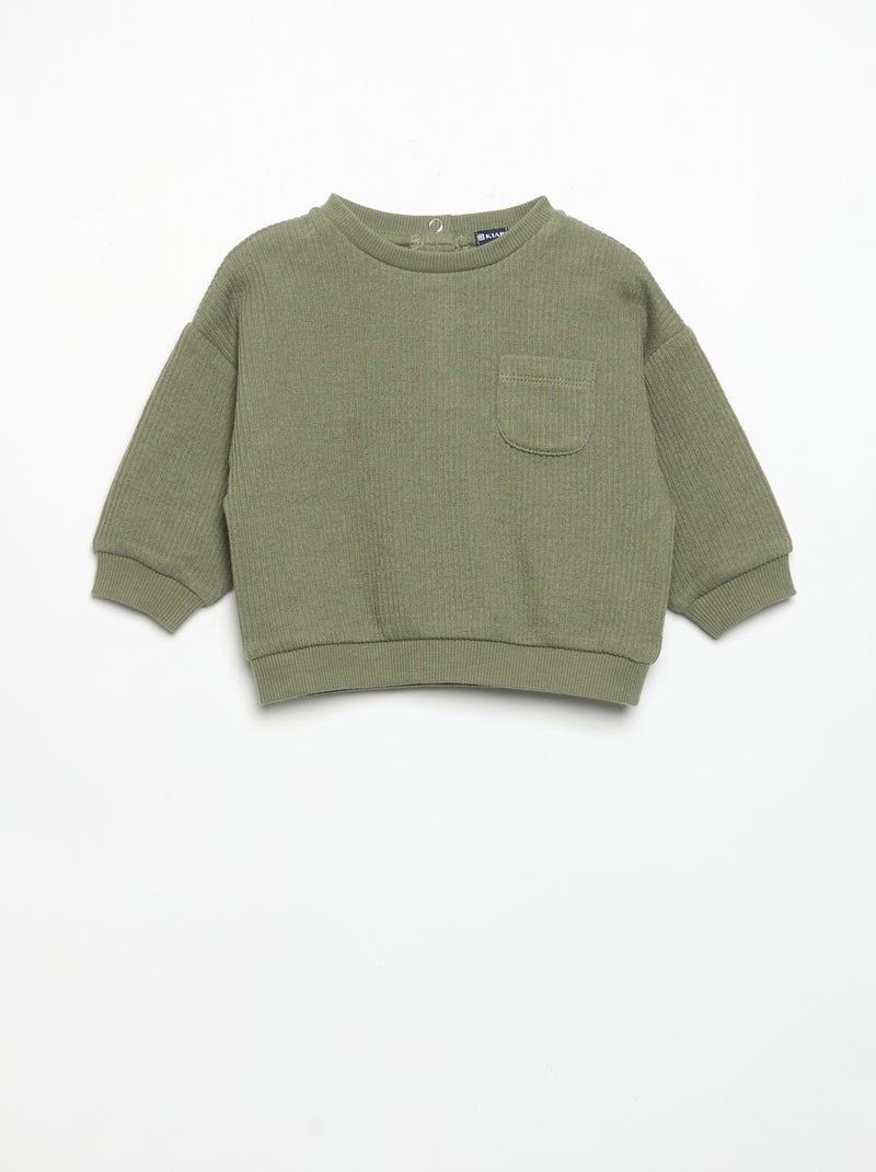 Conjunto de 2 piezas de punto acanalado - Sudadera + pantalón Verde - Kiabi