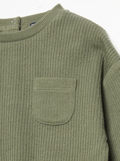 Conjunto de 2 piezas de punto acanalado - Sudadera + pantalón - Kiabi