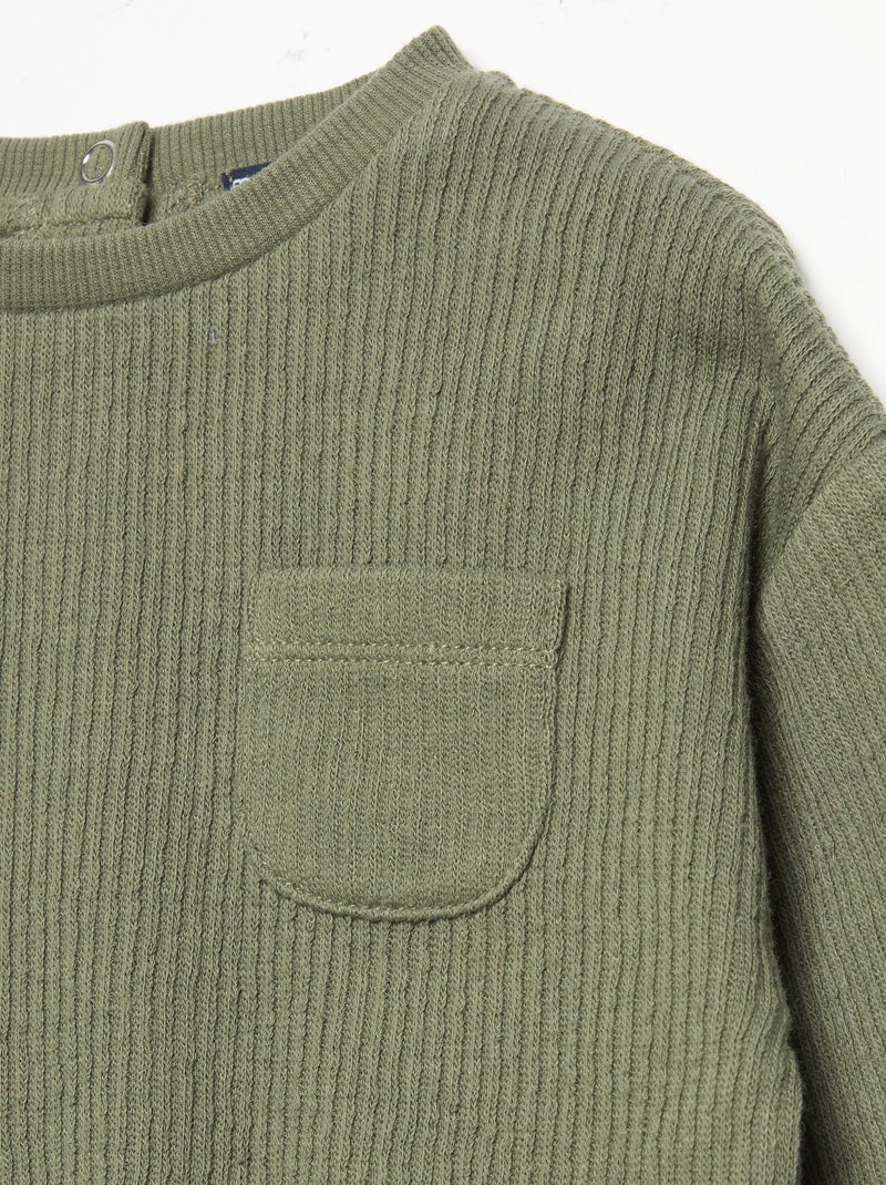 Conjunto de 2 piezas de punto acanalado - Sudadera + pantalón Verde - Kiabi