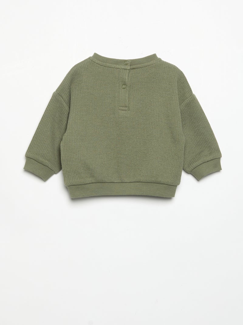 Conjunto de 2 piezas de punto acanalado - Sudadera + pantalón Verde - Kiabi
