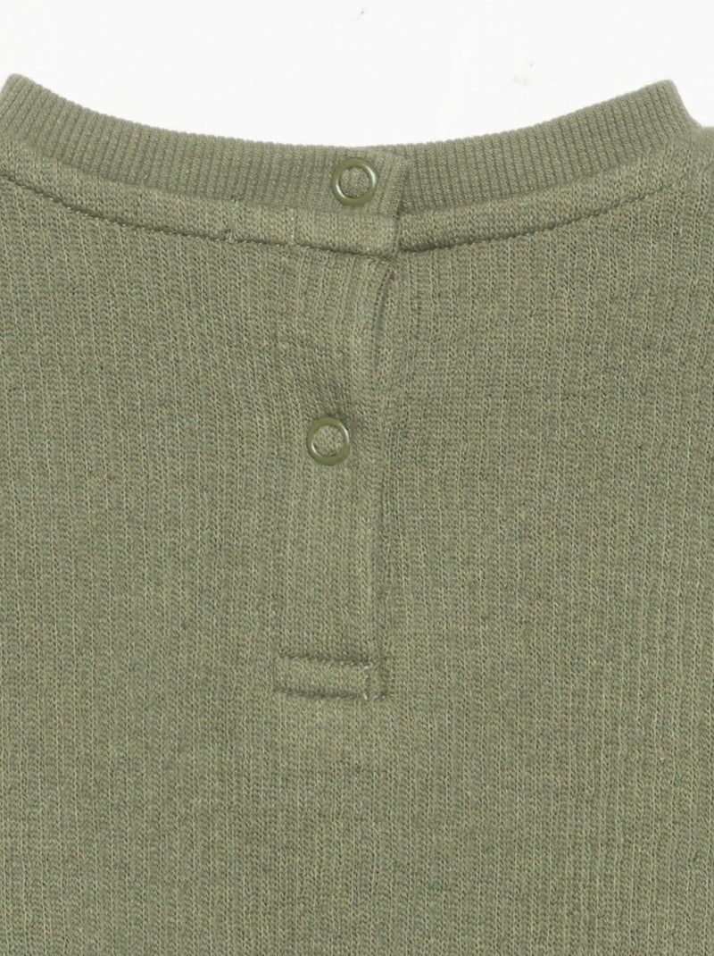 Conjunto de 2 piezas de punto acanalado - Sudadera + pantalón Verde - Kiabi