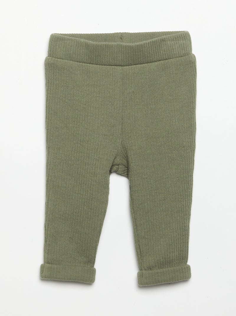 Conjunto de 2 piezas de punto acanalado - Sudadera + pantalón Verde - Kiabi