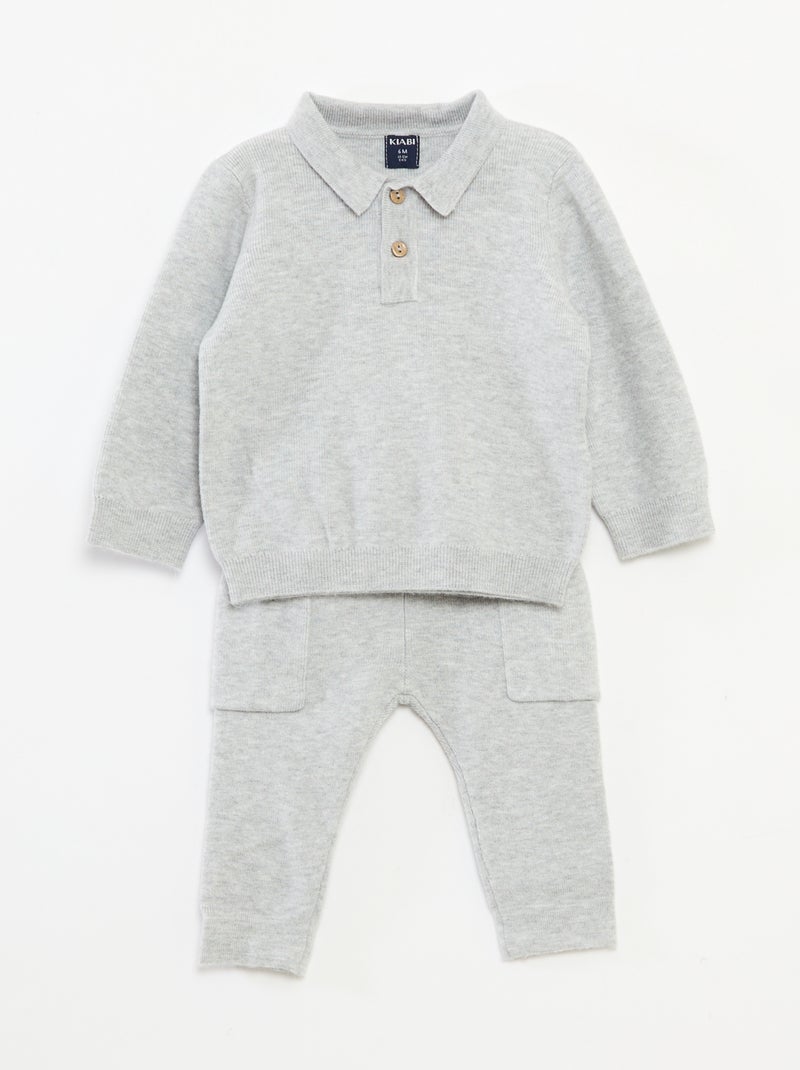 Conjunto de 2 piezas de punto Gris - Kiabi
