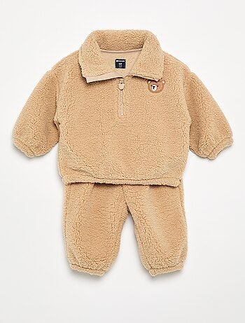 Conjunto de 2 piezas de tejido borreguito - Sudadera + pantalón