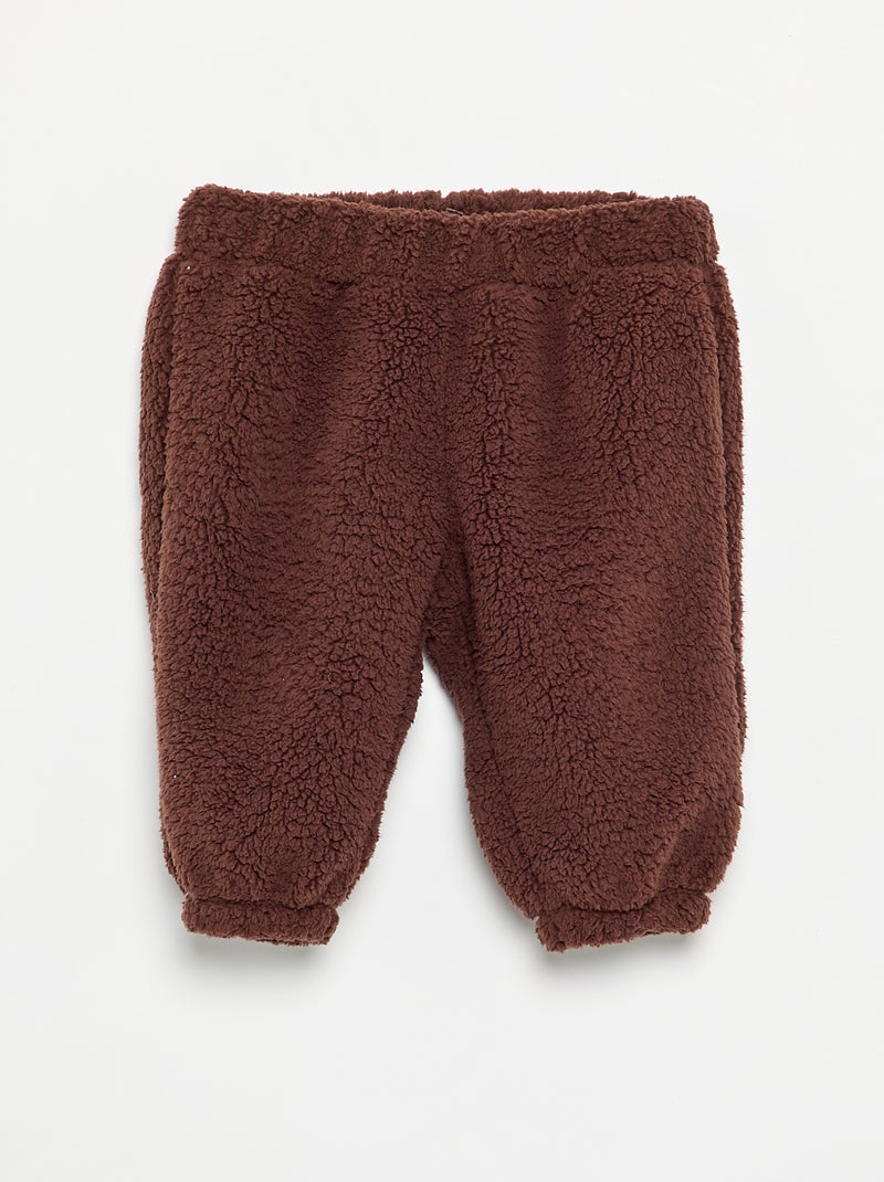 Conjunto de 2 piezas de tejido borreguito - Sudadera + pantalón Marron - Kiabi