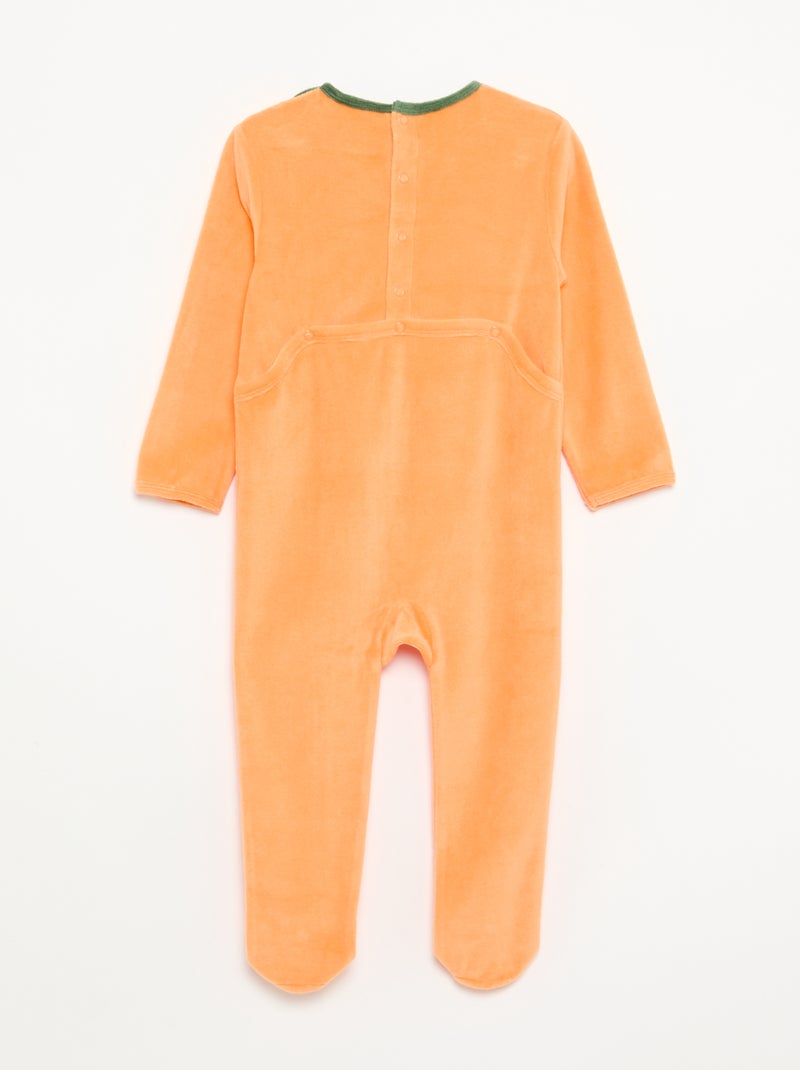 Conjunto de 2 piezas de terciopelo 'Halloween' - pelele + gorro Naranja - Kiabi