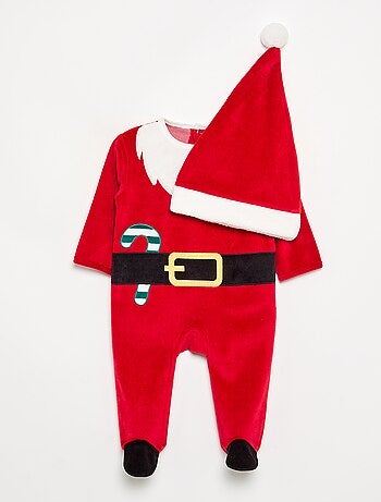Conjunto de 2 piezas 'Navidad' de terciopelo - pijama de dormir + gorro
