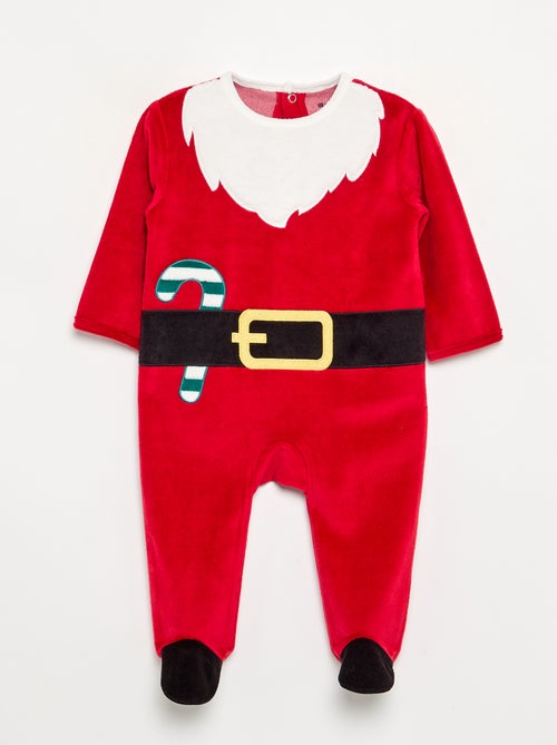 Conjunto de 2 piezas 'Navidad' de terciopelo - pijama de dormir + gorro - Kiabi