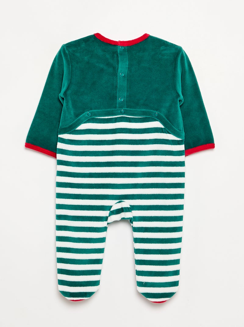 Conjunto de 2 piezas 'Navidad' de terciopelo - pijama de dormir + gorro Verde - Kiabi