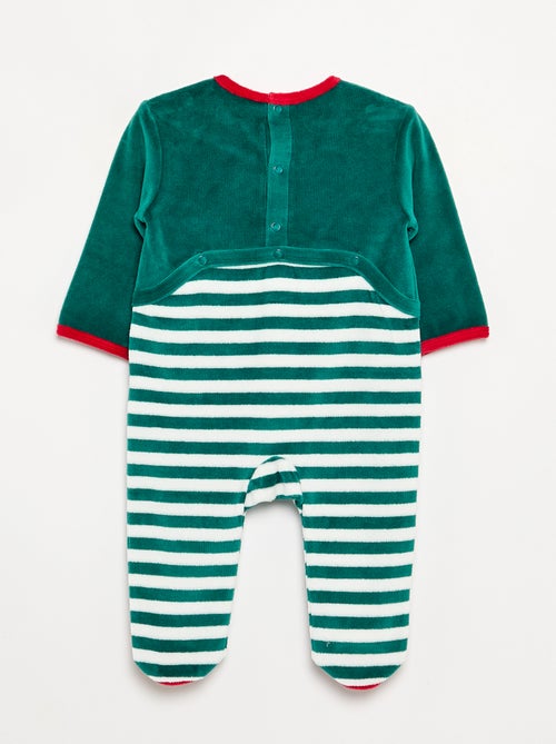 Conjunto de 2 piezas 'Navidad' de terciopelo - pijama pelele + gorro - Kiabi