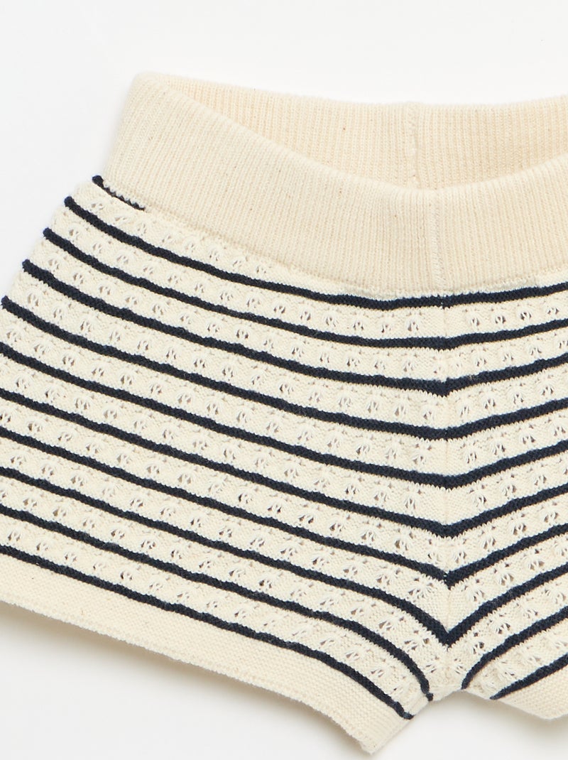 Conjunto de 2 piezas: Pantalón corto + camiseta de ganchillo Azul - Kiabi